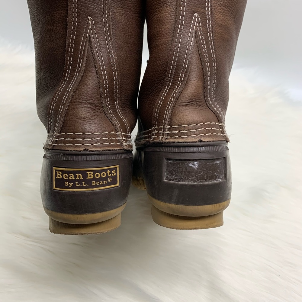 LL Bean Shearling Fur Lined Duck Boots Brown - Picture 4 of 8
